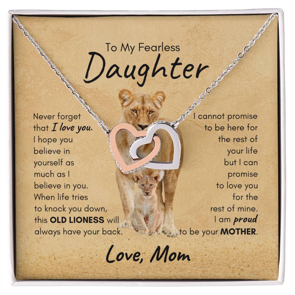 DAUGHTER | Interlocking Hearts Necklace | Old Lioness Mom