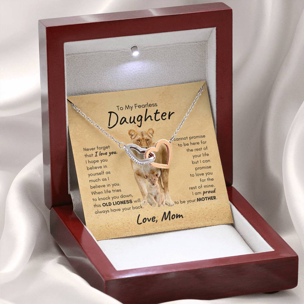 DAUGHTER | Interlocking Hearts Necklace | Old Lioness Mom