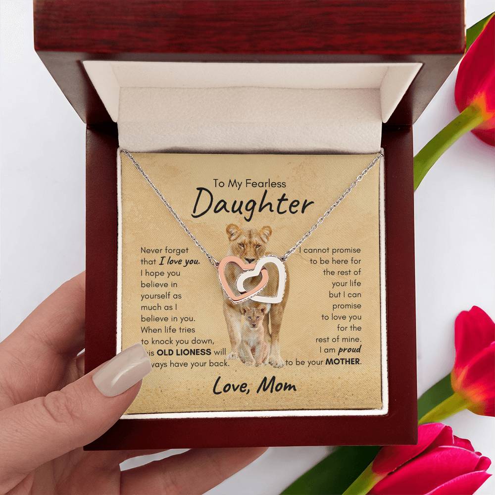 DAUGHTER | Interlocking Hearts Necklace | Old Lioness Mom