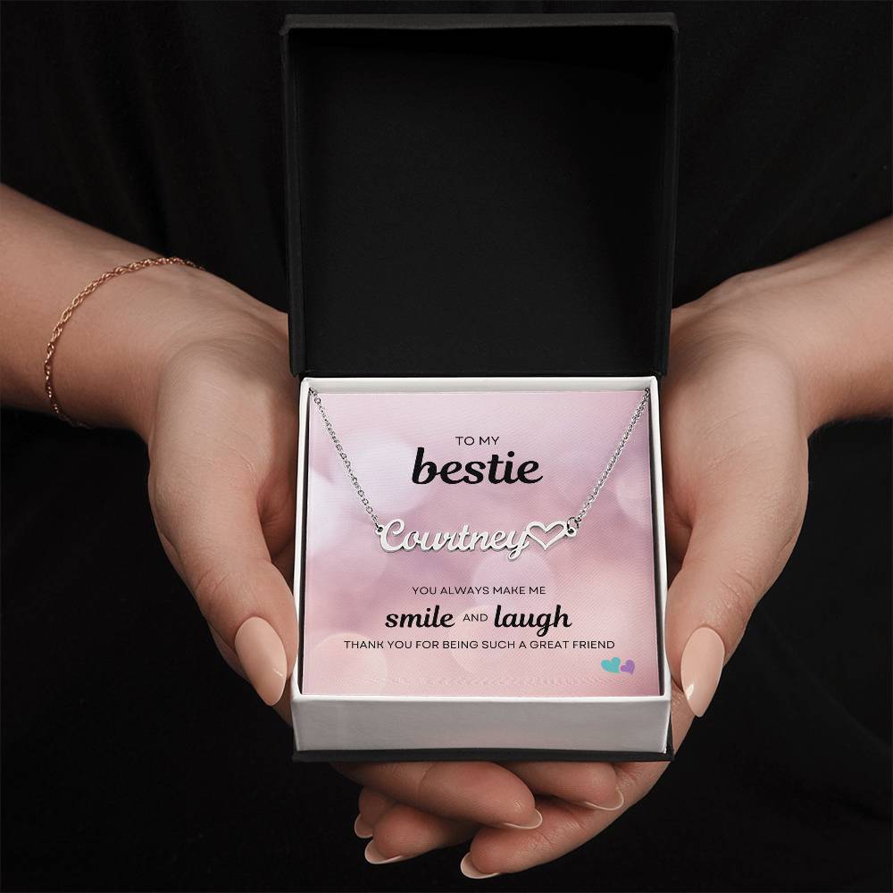 BE | Name Necklace + Heart | Smile Laugh