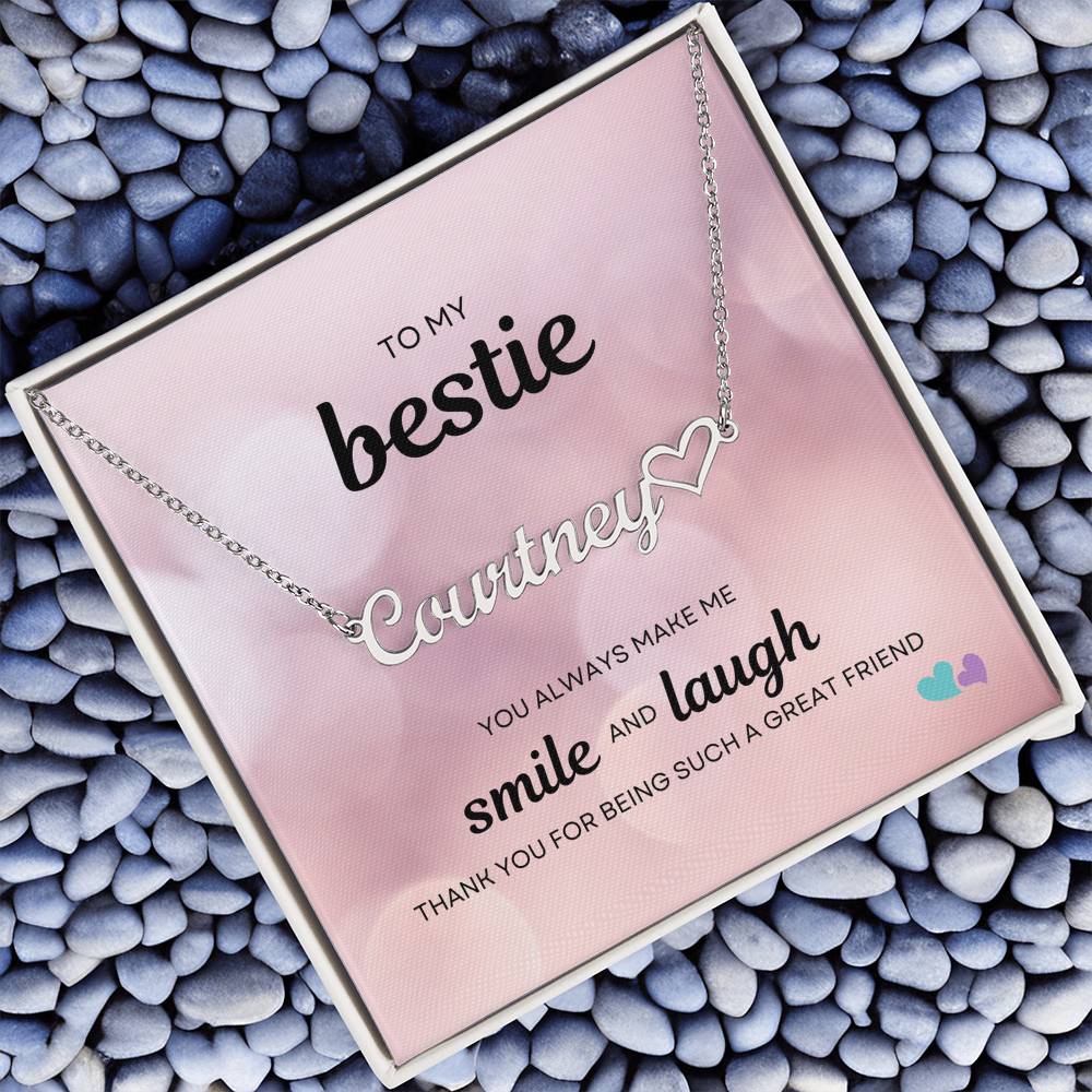 BE | Name Necklace + Heart | Smile Laugh