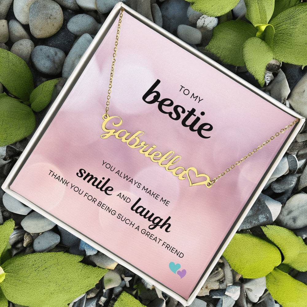 BE | Name Necklace + Heart | Smile Laugh