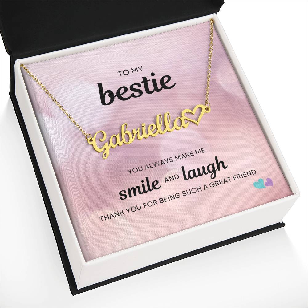 BE | Name Necklace + Heart | Smile Laugh