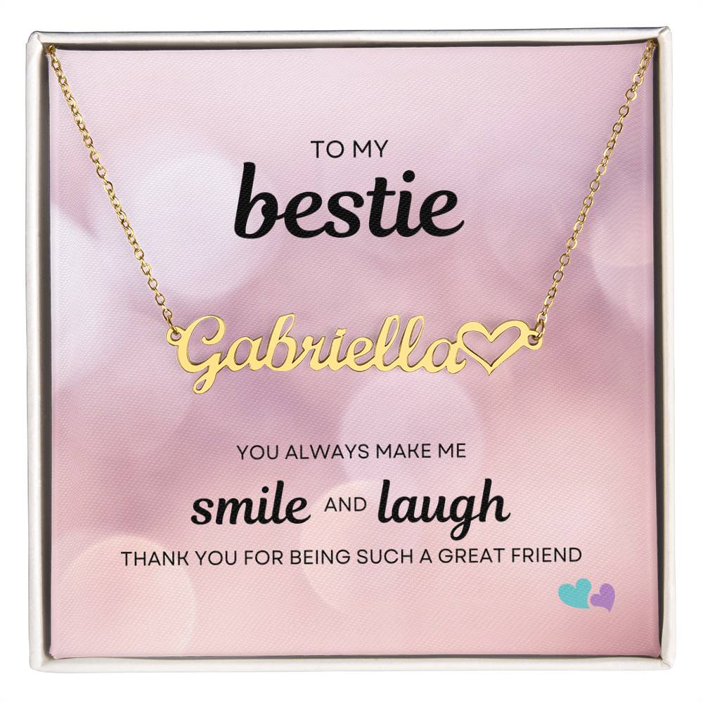 BE | Name Necklace + Heart | Smile Laugh