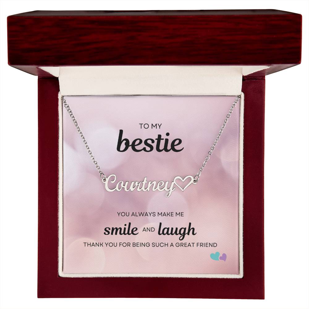 BE | Name Necklace + Heart | Smile Laugh
