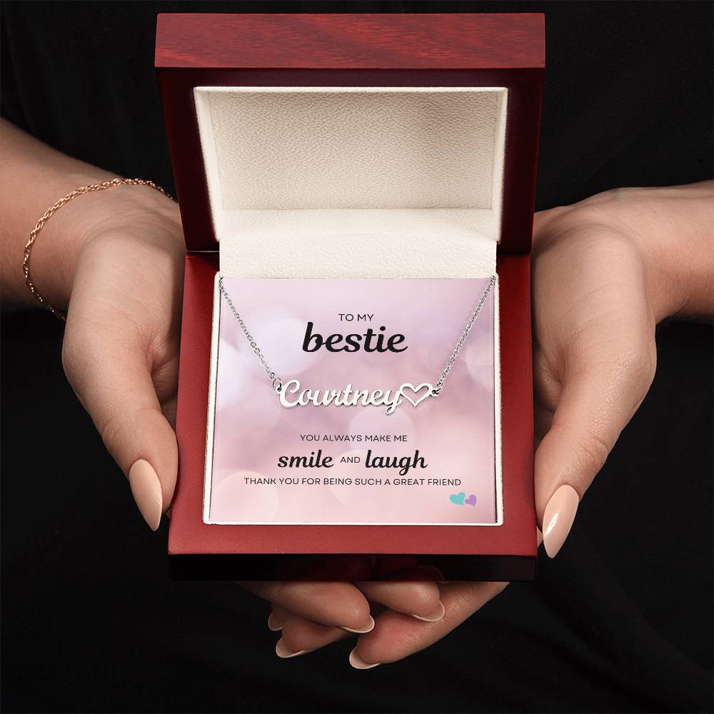 BE | Name Necklace + Heart | Smile Laugh