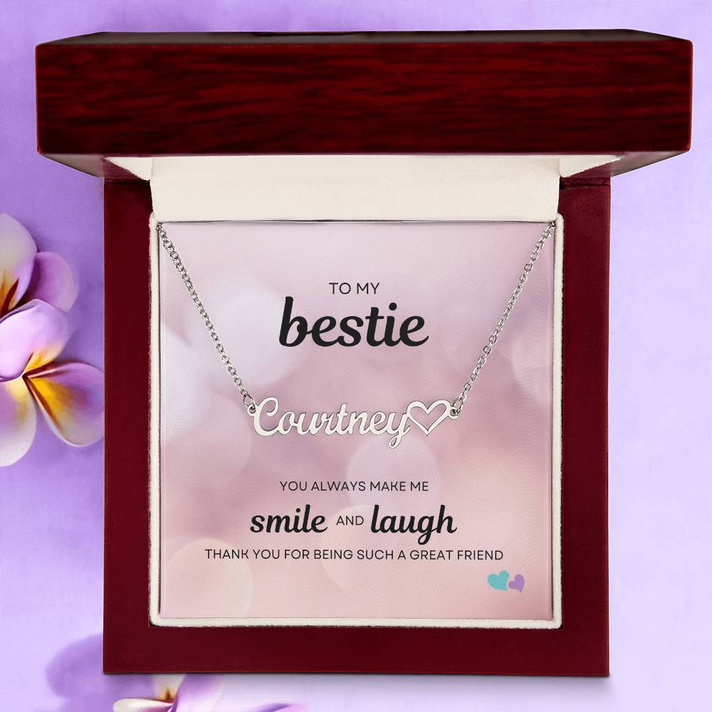 BE | Name Necklace + Heart | Smile Laugh