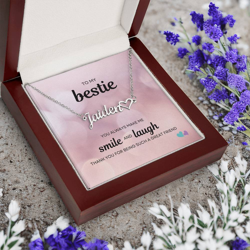 BE | Name Necklace + Heart | Smile Laugh
