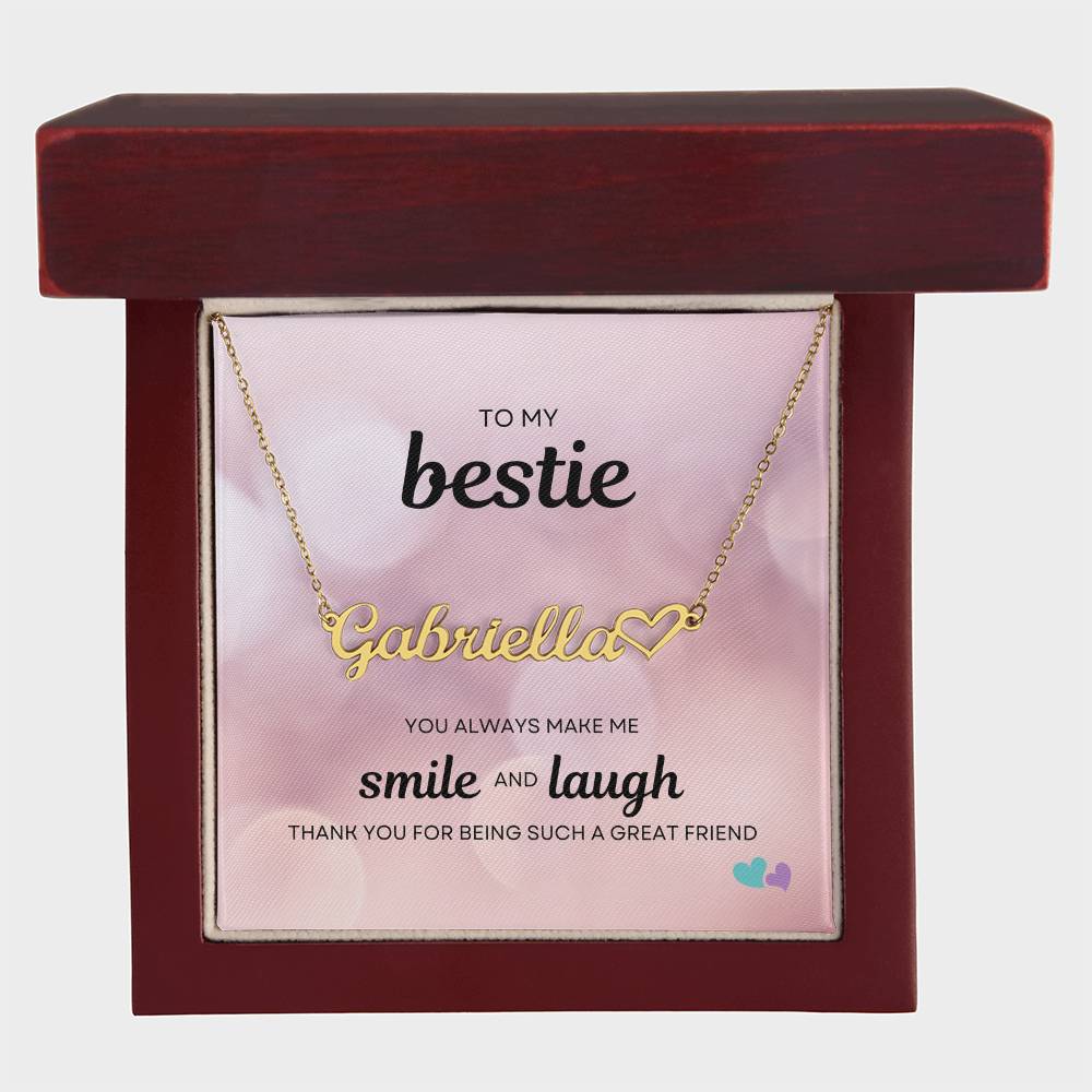 BE | Name Necklace + Heart | Smile Laugh