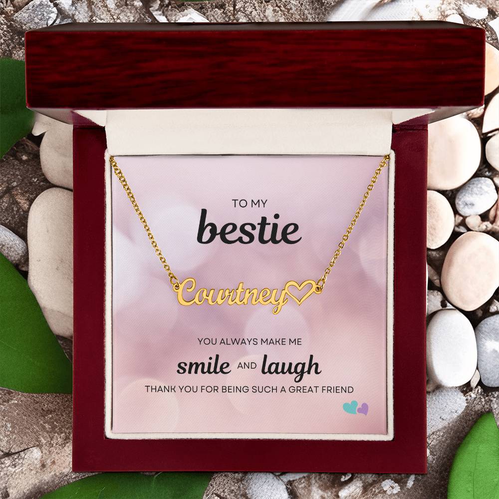 BE | Name Necklace + Heart | Smile Laugh