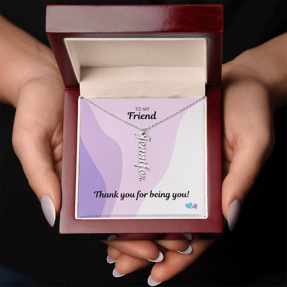 BE | Vertical Name Necklace | Friend Being You