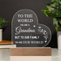 GRANDMA | Acrylic Night Light Heart LED | Your Are The World